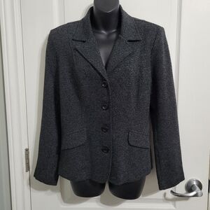 Simply Manakin Black & White Textured Tailored Button Jacket/Blazer Sz Snall